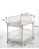 2 Tier Sliding Cabinet Basket Organizer Drawer Mesh Storage Organizer