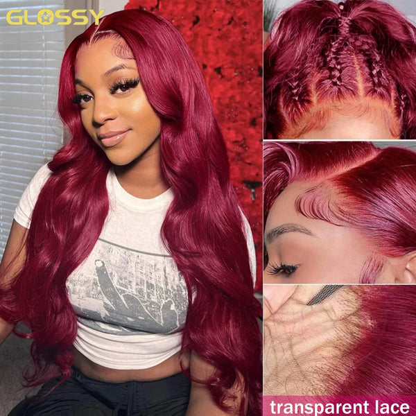 250% Body Wave Burgundy 13x6 Hd Lace Frontal Human Hair Wig For Women Glueless 99j Lace Front Brazilian Wigs On Sale Clearance