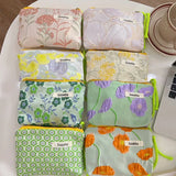 Korean Female Floral Purse Zipper Coin Pouch Case Small Flower Cosmetic Bag Cotton Mini Fabric Women Travel Make Up Toiletry Bag